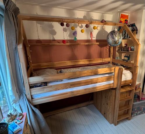 Petit Puk Pepe hoogslaper bed 80x190 cm, Kinderen en Baby's, Kinderkamer | Stapelbedden en Hoogslapers, Zo goed als nieuw, Hoogslaper