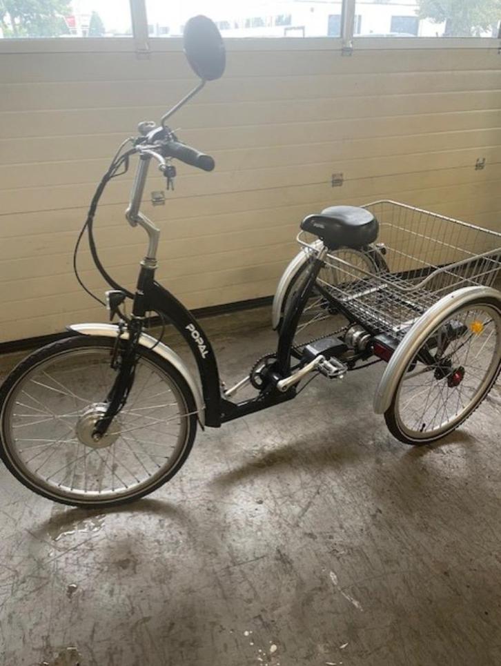 Popal elektrische driewieler met transportmand - 24 inch, Fietsen en Brommers, Fietsen | Driewielfietsen, Gebruikt, Ophalen