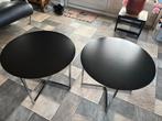 2 Bijzettafels / Salontafels Chroom Zwart Glas, Ophalen, Gebruikt
