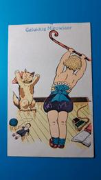 Kat poes doet gymnastiek met meisje, Verzamelen, Ansichtkaarten | Dieren, Ophalen of Verzenden, 1920 tot 1940, Gelopen, Hond of Kat