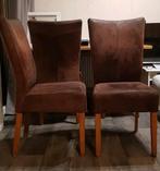 4 keurige stoelen bruine suedine eikenhouten frame, Huis en Inrichting, Stoelen, Gebruikt, Bruin, Ophalen, Stof