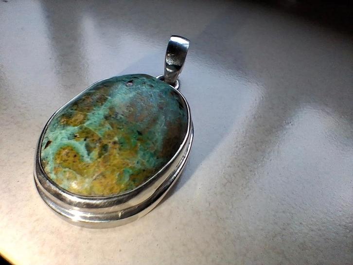 Mooie zilveren hanger met Turquoise, Sieraden, Tassen en Uiterlijk, Kettinghangers, Nieuw, Zilver, Blauw, Overige voorstellingen