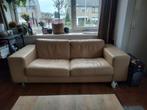 Gratis Crème leren tweezitsbank, Ophalen, Gebruikt, 150 tot 200 cm, Tweepersoons