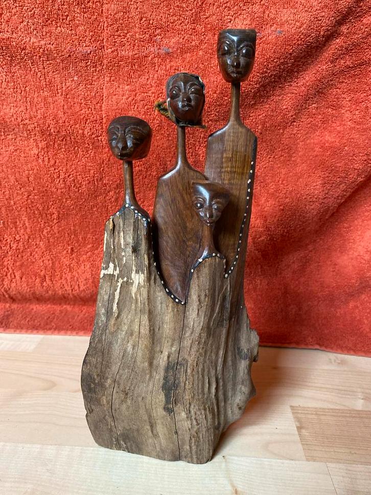 Houten Afrikaans Beeld Familie, Antiek en Kunst, Kunst | Beelden en Houtsnijwerken, Ophalen