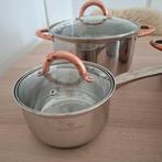 BlauMann Pannenset - RVS met Glasdeksels, Ophalen, Pannenset, Zo goed als nieuw, Rvs