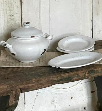 SALE……….. kinder emaille setje wit 4 delig beschikbaar voor biedingen