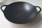 Gietijzeren geëmailleerde wokpan, diameter is 34cm, Ophalen, Gebruikt, Gietijzer, Keramische plaat