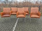 Unieke Vintage Bert Plantagie design Arc Stoelen Set van 6, Ophalen, Gebruikt, Bruin, Metaal
