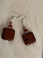 Uitberkoop!Oorbellen met obsidiaan, carneool en goudzand., Overige materialen, Sieraden Uitverkoop, Verzenden, 1508BD