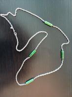 Vintage zilveren ketting jade, Sieraden, Tassen en Uiterlijk, Kettingen, Groen, Gebruikt, Ophalen of Verzenden, Zilver