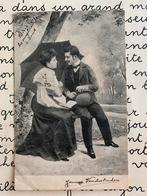 1905 Romantiek - Heer met hoed en dame met parasolletje, Ophalen of Verzenden, Voor 1920, Gelopen, Overige thema's