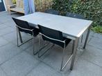 Tuinset RVS met graniet, Ophalen, 4 zitplaatsen, Gebruikt, Rvs
