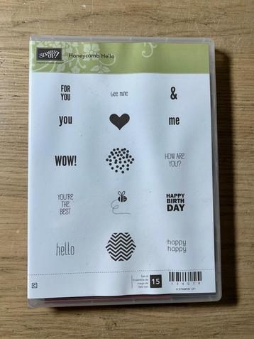 Stampin' Up! Honeycomb Hello Stempelset beschikbaar voor biedingen