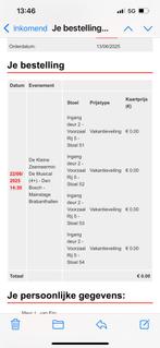 4 kaartjes de kleine zeemeermin 22 juni 14.30, Drie personen of meer, Juni