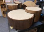 Salontafel set hazel 80&60 cm wit marmer mangohout bkeuze, Huis en Inrichting, Ophalen, 50 tot 100 cm, Rond, Nieuw