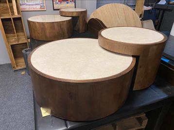 Salontafel set hazel 80&60 cm wit marmer mangohout bkeuze beschikbaar voor biedingen