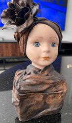 Vintage kunstwerk klein porseleinen poppenhoofd, Antiek en Kunst, Ophalen of Verzenden