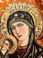 icoon ikoon Maria+Kind engel volkskunst achterglas schilderi, Ophalen of Verzenden