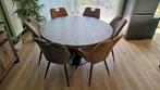 eettafel rond + 6 stoelen, Huis en Inrichting, Tafels | Eettafels, Ophalen, Overige materialen, Rond, Zo goed als nieuw