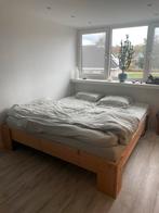 Steigerhouten Bedombouw + verstelbare Lattenbodems 90x200), Ophalen, Verstelbaar, 90 cm, Beige