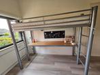 Metalen Hoogslaper met Bureau + Matras, Huis en Inrichting, Slaapkamer | Stapelbedden en Hoogslapers, Ophalen, Gebruikt, Eenpersoons