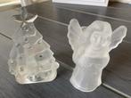 Glazen Kerst Kandelaars - Engel & Boom met waxine lichtjes, Huis en Inrichting, Woonaccessoires | Kandelaars en Kaarsen, Overige materialen