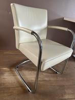 Stijlvolle leren eetkamerstoelen, 4 stuks, Huis en Inrichting, Stoelen, Ophalen, Gebruikt, Wit, Leer