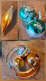 Oude kerstballen -.groen of oranje met zilver, Ophalen of Verzenden, Zo goed als nieuw