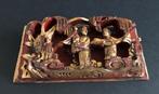 Antiek Chinees houtsnijwerk reliëf paneel verguld, Antiek en Kunst, Ophalen of Verzenden
