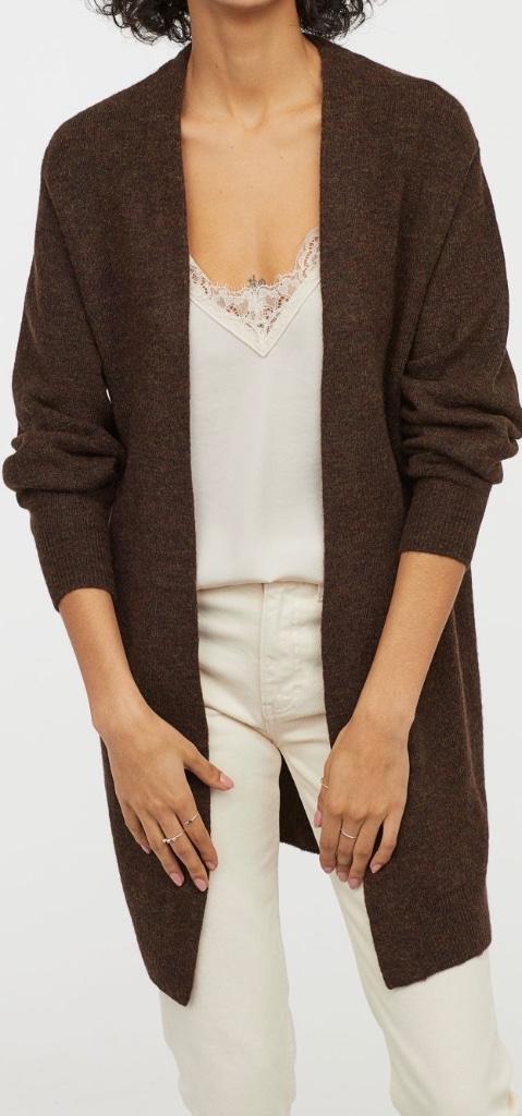 H&M lang donker bruin gebreid  vest maat XS nieuw, Kleding | Dames, Truien en Vesten, Nieuw, Maat 34 (XS) of kleiner, Bruin, Ophalen of Verzenden