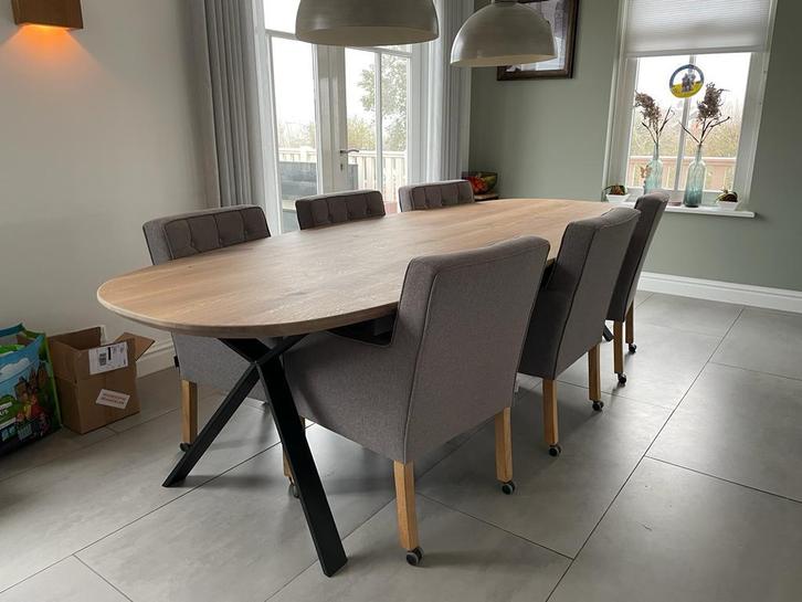 Massief eiken eettafels rond, recht, boomkant, (Deens)ovaal, Huis en Inrichting, Tafels | Eettafels, Nieuw, Ovaal, Ophalen of Verzenden