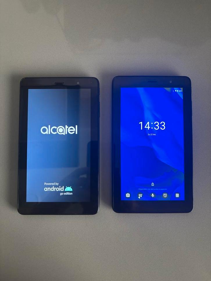 2 Alcatel Tablets met Laders & Hoesjes, Computers en Software, Android Tablets, Gebruikt, Wi-Fi, 7 inch of minder, 16 GB, Uitbreidbaar geheugen