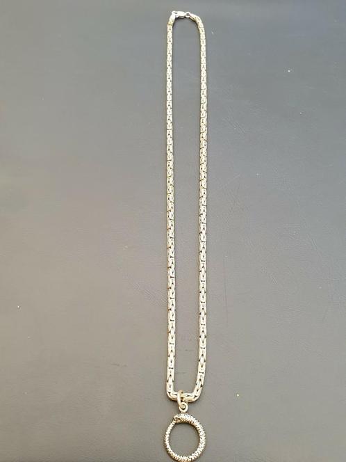 Zilveren Koningsketting met oneindig hanger (10), Sieraden, Tassen en Uiterlijk, Kettingen, Zo goed als nieuw, Zilver, Zilver