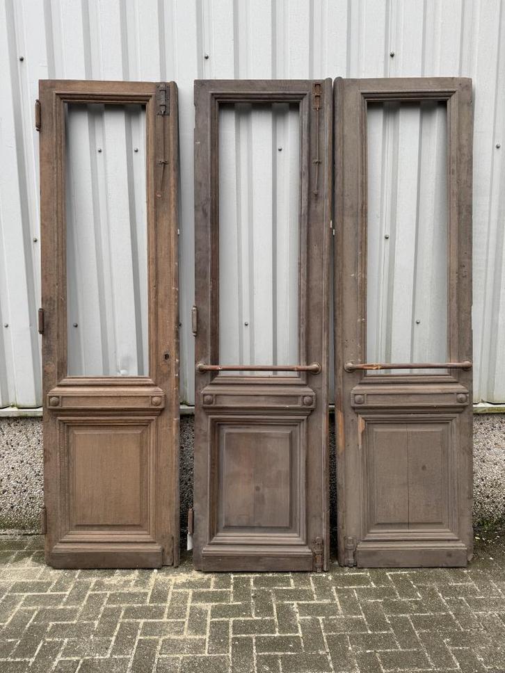 3 antieke eiken taatsdeuren of klapdeuren, Doe-het-zelf en Verbouw, Deuren en Horren, Zo goed als nieuw, Binnendeur, 215 cm of meer
