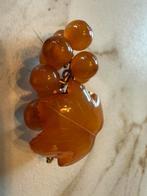 Barnsteen broche, Sieraden, Tassen en Uiterlijk, Broches, Verzenden, Gebruikt, Bruin, Overige materialen