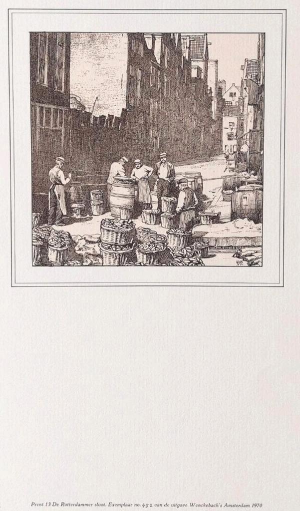 Rotterdamse Sloot - Wenckebach Prent 1970, Antiek en Kunst, Kunst | Etsen en Gravures, Ophalen of Verzenden