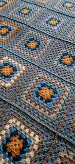 Vintage gehaakte sprei deken katoen granny square, Huis en Inrichting, Woonaccessoires | Plaids en Woondekens, Ophalen of Verzenden