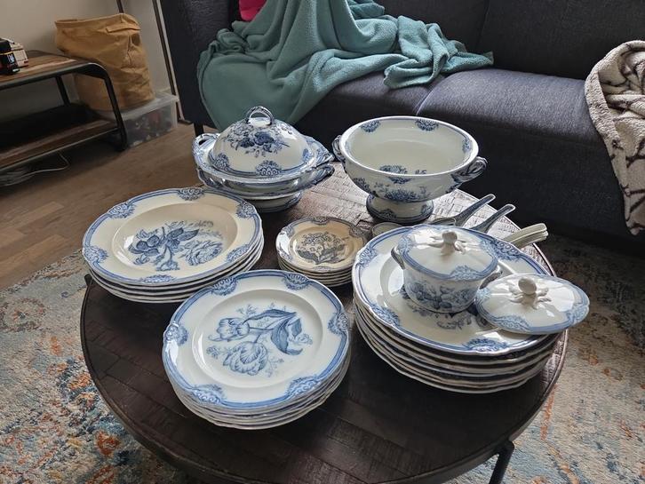 Antiek Engels servies Moss Rose – J. Ridgway – compleet lot, Antiek en Kunst, Antiek | Servies compleet, Ophalen of Verzenden
