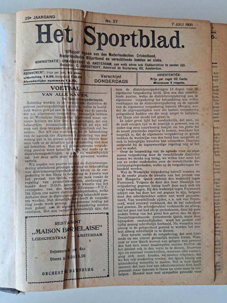 Het Sportblad 1921 - Juli t/m December, Ingebonden, Antiek en Kunst, Antiek | Boeken en Bijbels, Ophalen of Verzenden