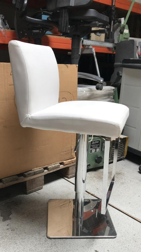 Barstoel, vegan leder, 6 stuks, Huis en Inrichting, Barkrukken, Gebruikt, 60 tot 90 cm, Metaal, 5 krukken of meer, In hoogte verstelbaar