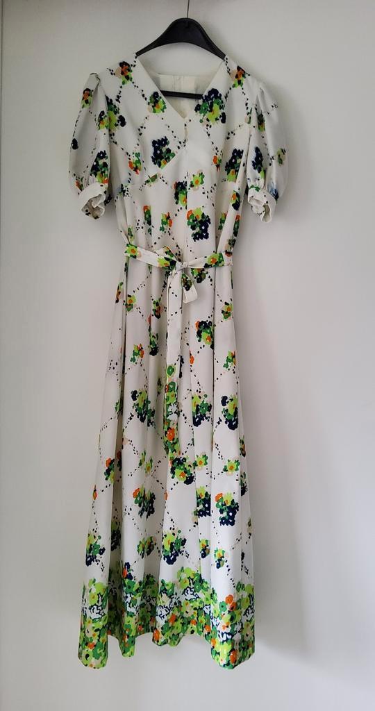 Vintage retro lange jurk jaren '60 -'70, Kleding | Dames, Jurken, Gedragen, Maat 42/44 (L), Groen, Onder de knie, Ophalen of Verzenden