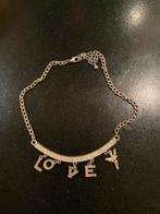 Mooie ketting Love' Ketting, Ophalen of Verzenden, Zo goed als nieuw, Zilver, Met strass