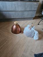 Twee Koperkleurige Hanglampen met Hout, Huis en Inrichting, Ophalen of Verzenden, Zo goed als nieuw, Modern, Minder dan 50 cm