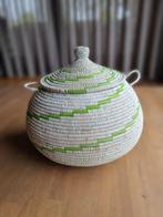 Afrikaanse mand van zeegras wit groen handgemaakt in Senegal, Mand, Rond, Nieuw, Ophalen of Verzenden