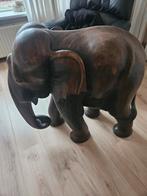 Houten olifantenbeeld, Tuin en Terras, Tuinbeelden, Ophalen of Verzenden, Gebruikt, Hout, Dierenbeeld