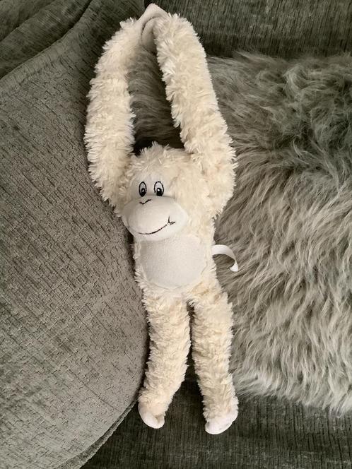 wit pluche knuffel hang aapje in pootjes witte aap hangaap, Kinderen en Baby's, Speelgoed | Knuffels en Pluche, Overige typen