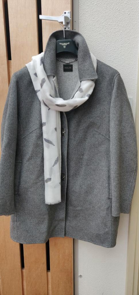 Jas Madeleine wol cashmere grijs 42, Kleding | Dames, Jassen | Winter, Zo goed als nieuw, Maat 42/44 (L), Grijs, Ophalen of Verzenden