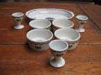 Setje van ovenschalen en eierdopjes, porselaine de Paris, Ophalen of Verzenden