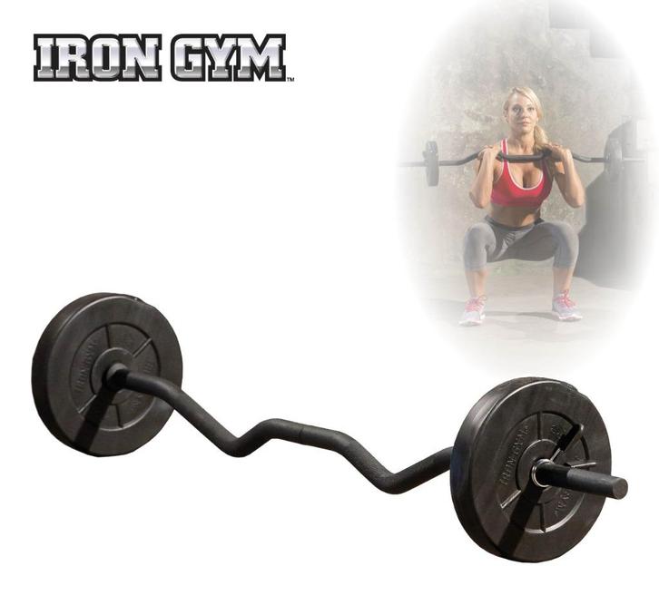 Iron Gym - Verstelbare Curl Bar Set 23 kg, Sport en Fitness, Fitnessmaterialen, Nieuw, Halterstangen, Armen, Benen, Borst, Buik