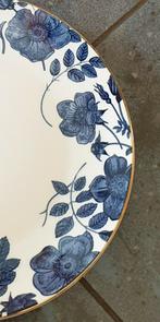 AH Dinerbord Diner Bord Blauwe Bloemenrand Blauw Wit, Ophalen of Verzenden
